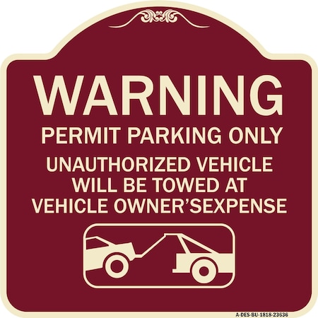 No Parking Without Permit Warning Permit Parking Only Unauthorized Vehicles Will Be Aluminum Sign